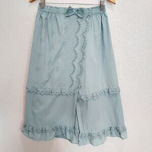 Eline Eyelet Light Chambray Maxi Ruffle Skirt
